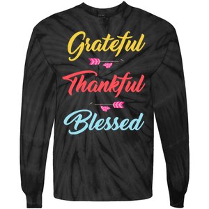 Grateful Thankful Blessed Tie-Dye Long Sleeve Shirt