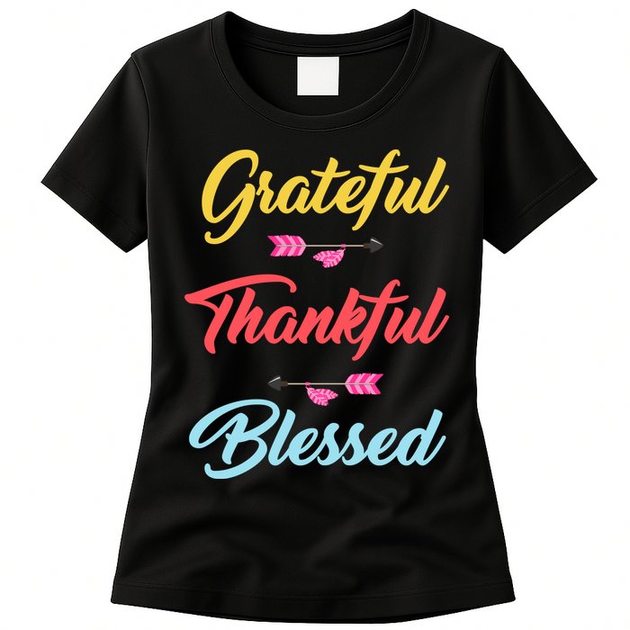 Grateful Thankful Blessed Womens T-Shirt