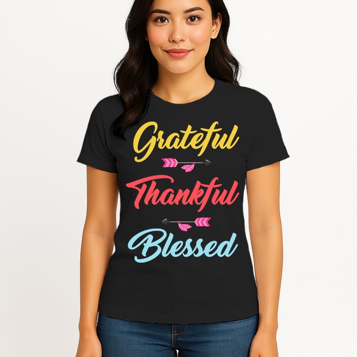 Grateful Thankful Blessed Womens T-Shirt