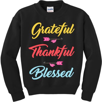 Grateful Thankful Blessed Kids Sweatshirt