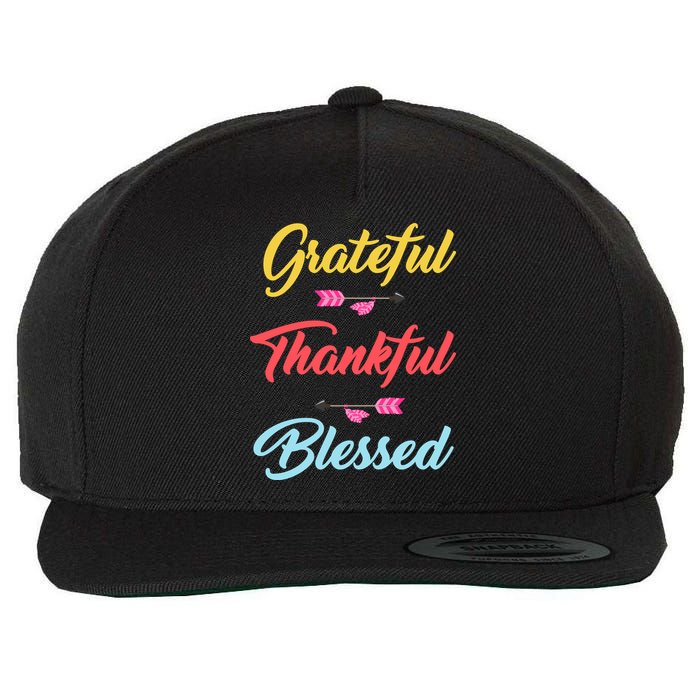 Grateful Thankful Blessed Wool Snapback Cap