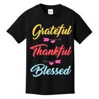 Grateful Thankful Blessed Kids T-Shirt