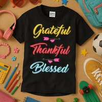 Grateful Thankful Blessed Kids T-Shirt