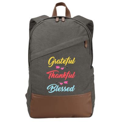 Grateful Thankful Blessed Cotton Canvas Backpack