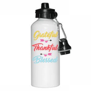 Grateful Thankful Blessed Aluminum Water Bottle