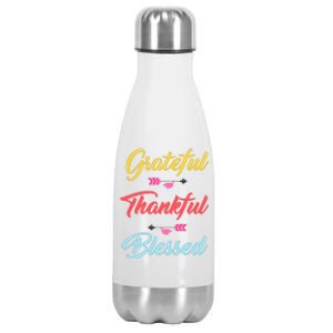 Grateful Thankful Blessed Stainless Steel Insulated Water Bottle