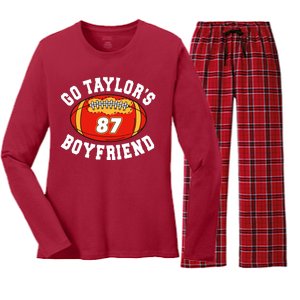 Go TaylorS Boyfriend I Just Here For Travis Women's Long Sleeve Flannel Pajama Set 