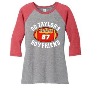 Go TaylorS Boyfriend I Just Here For Travis Women's Tri-Blend 3/4-Sleeve Raglan Shirt