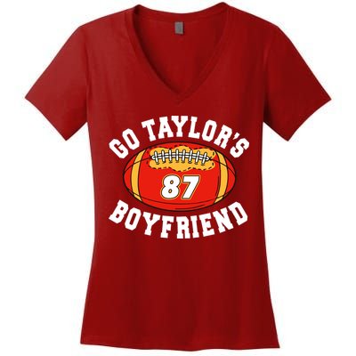 Go TaylorS Boyfriend I Just Here For Travis Women's V-Neck T-Shirt