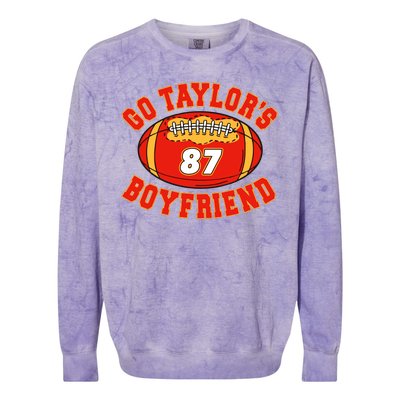 Go TaylorS Boyfriend I Just Here For Kelce Colorblast Crewneck Sweatshirt