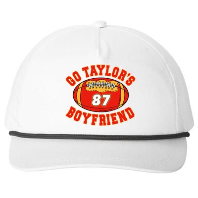 Go TaylorS Boyfriend I Just Here For Kelce Snapback Five-Panel Rope Hat