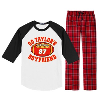 Go TaylorS Boyfriend I Just Here For Kelce Raglan Sleeve Pajama Set