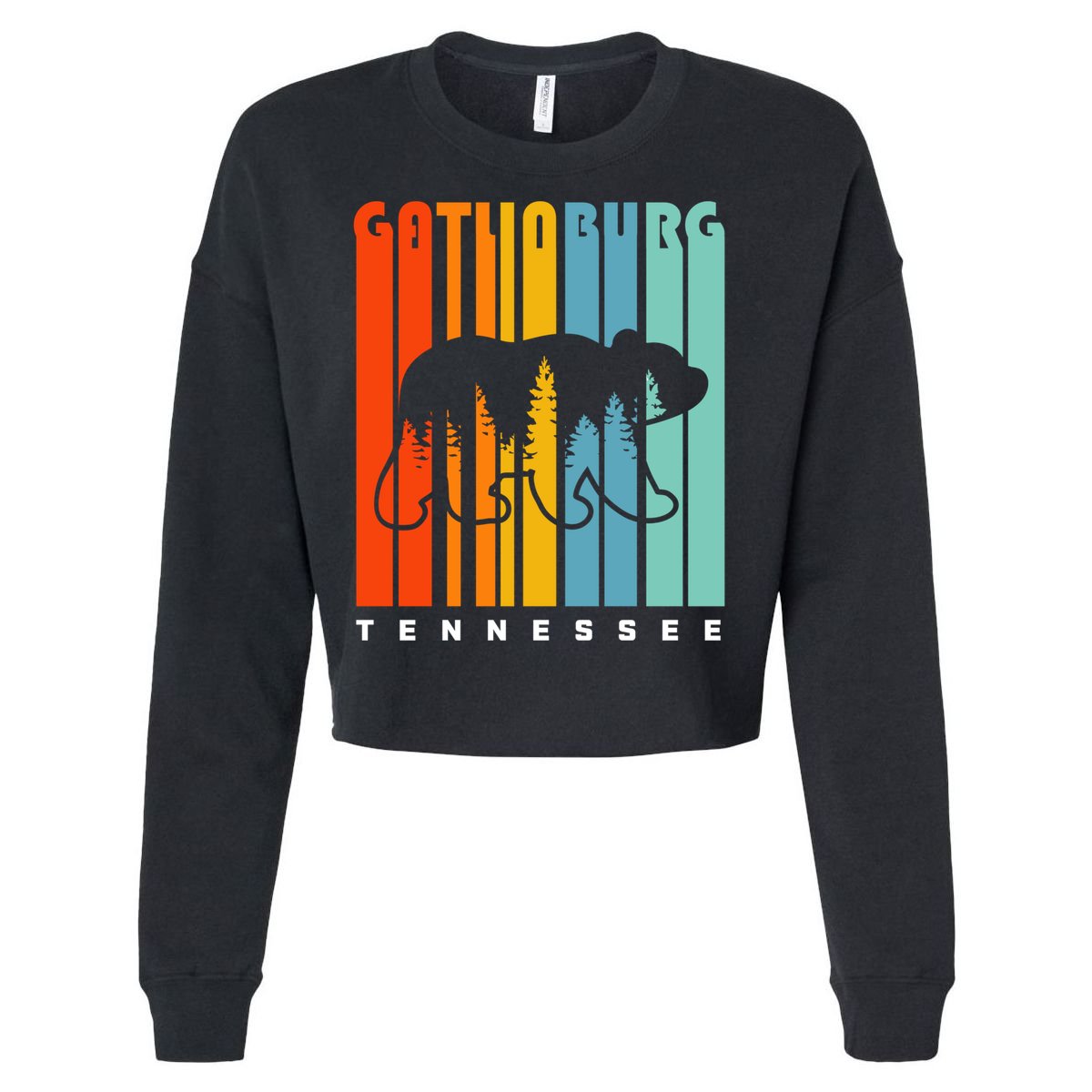 Gatlinburg Tennessee Bear Great Smoky Mountains Hiking Retro Gift Cropped Pullover Crew