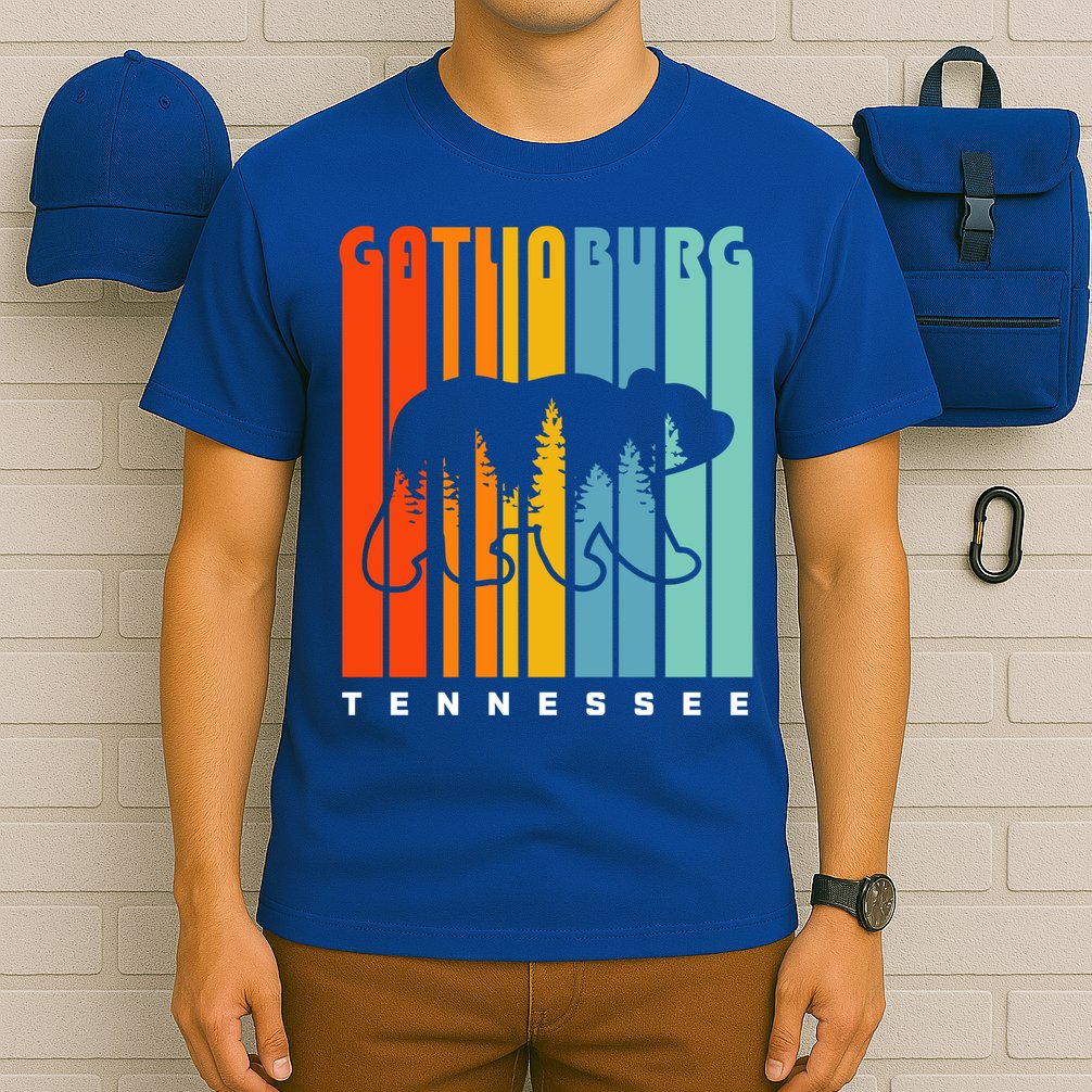 Gatlinburg Tennessee Bear Great Smoky Mountains Hiking Retro Gift T-Shirt