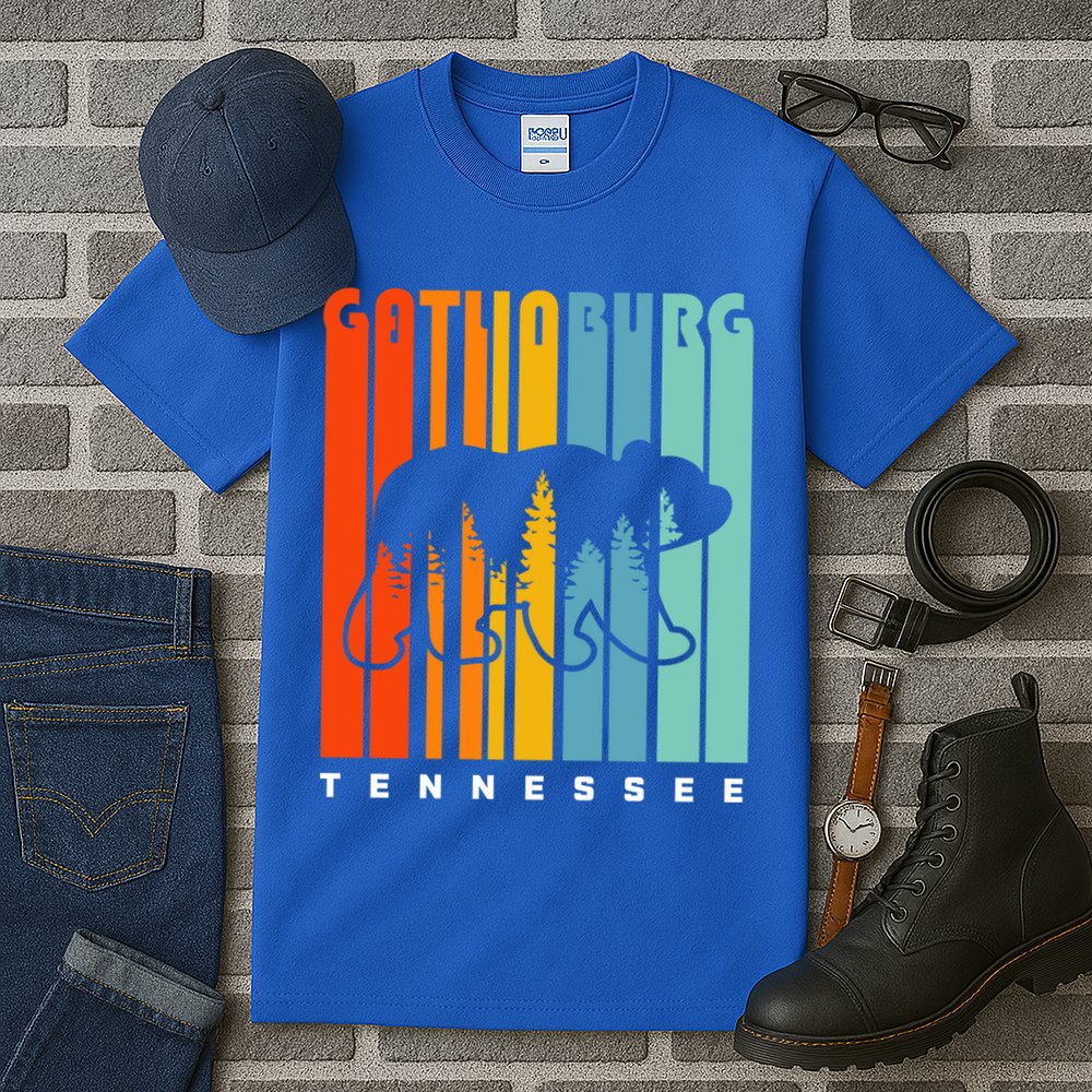 Gatlinburg Tennessee Bear Great Smoky Mountains Hiking Retro Gift Tall T-Shirt