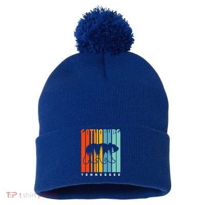 Gatlinburg Tennessee Bear Great Smoky Mountains Hiking Retro Gift Pom Pom 12in Knit Beanie