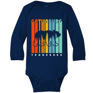 Gatlinburg Tennessee Bear Great Smoky Mountains Hiking Retro Gift Baby Long Sleeve Bodysuit