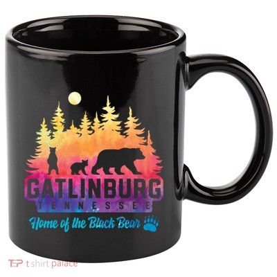 Gatlinburg Tennessee Bear Great Smoky Mountains Tie Dye Gift 11oz C Handle Ceramic Mug