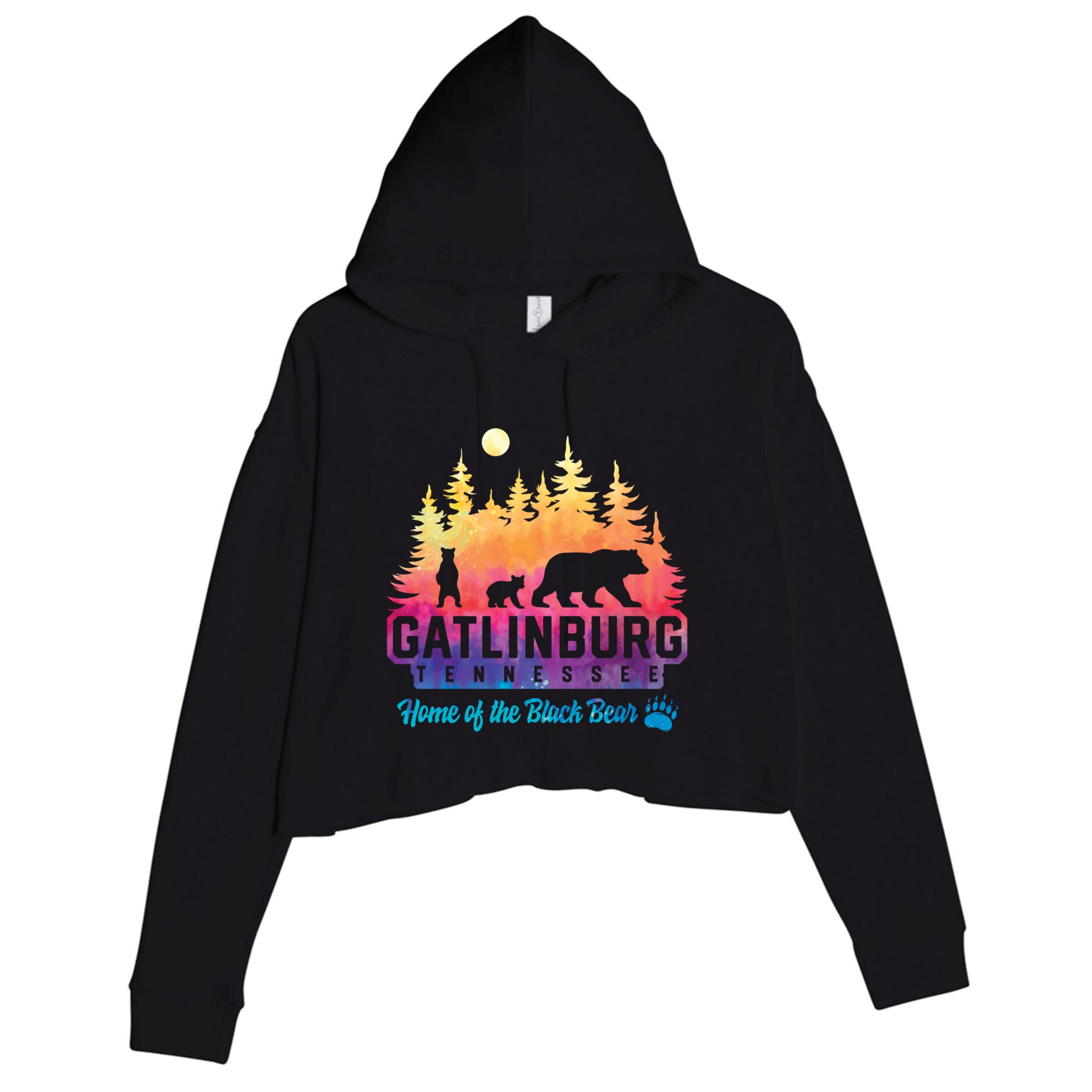 Gatlinburg Tennessee Bear Great Smoky Mountains Tie Dye Gift Crop Fleece Hoodie