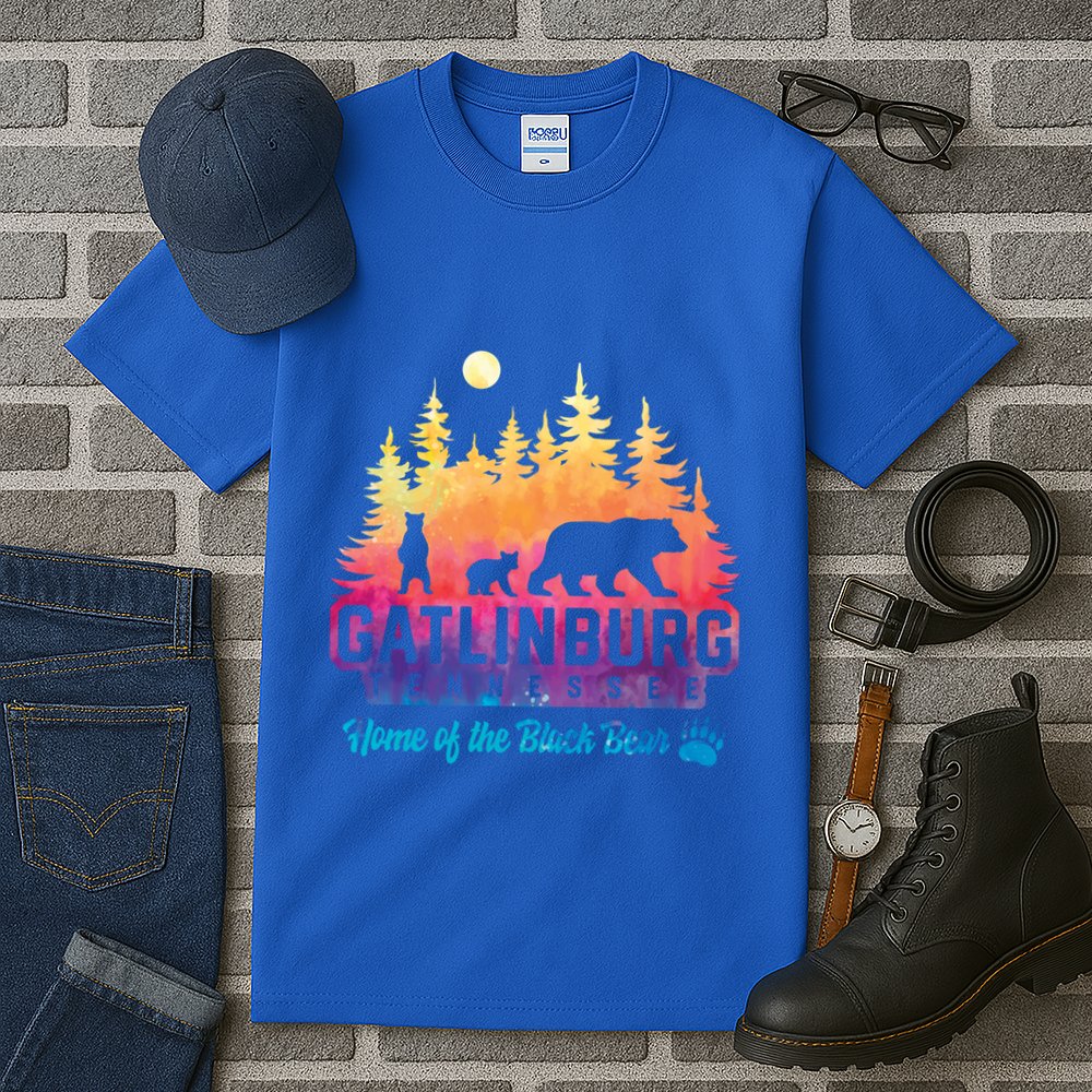 Gatlinburg Tennessee Bear Great Smoky Mountains Tie Dye Gift Tall T-Shirt