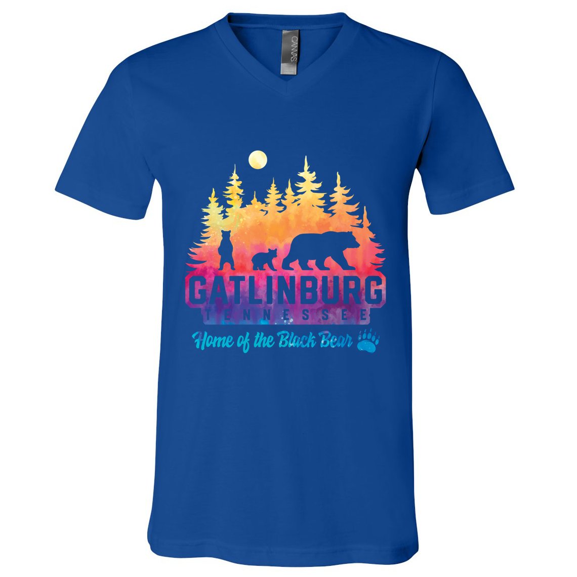Gatlinburg Tennessee Bear Great Smoky Mountains Tie Dye Gift V-Neck T-Shirt