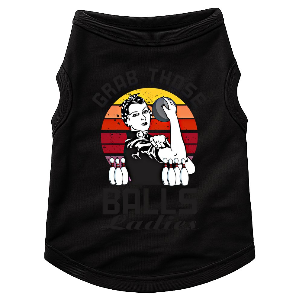 Grab Those Balls Ladies Bowling Retro Fun Bowling Cool Gift Doggie Tank