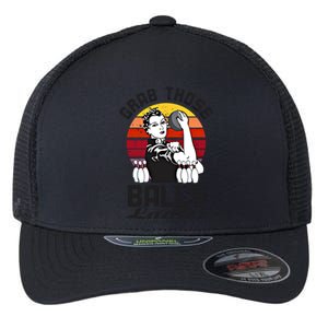 Grab Those Balls Ladies Bowling Retro Fun Bowling Cool Gift Flexfit Unipanel Trucker Cap