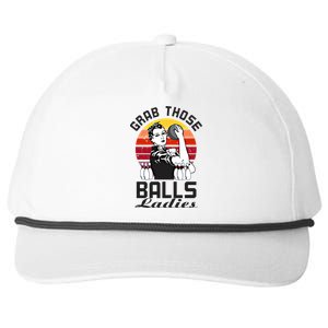 Grab Those Balls Ladies Bowling Retro Fun Bowling Cool Gift Snapback Five-Panel Rope Hat