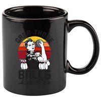 Grab Those Balls Ladies Bowling Retro Fun Bowling Cool Gift 11oz C Handle Ceramic Mug