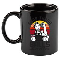 Grab Those Balls Ladies Bowling Retro Fun Bowling Cool Gift 11oz C Handle Ceramic Mug