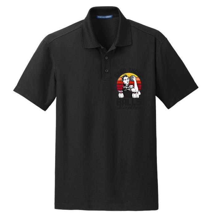 Grab Those Balls Ladies Bowling Retro Fun Bowling Cool Gift Dry Zone Grid Polo