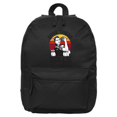 Grab Those Balls Ladies Bowling Retro Fun Bowling Cool Gift 16 in Basic Backpack