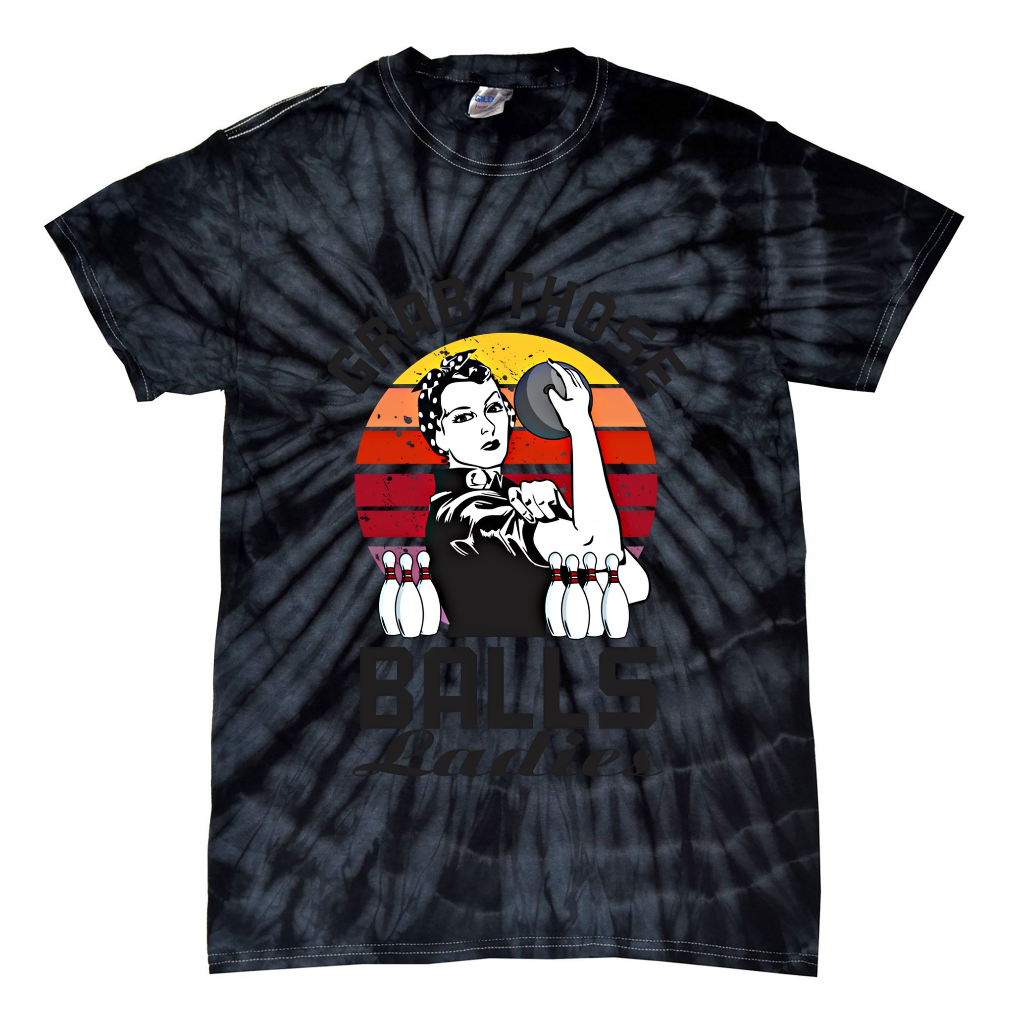 Grab Those Balls Ladies Bowling Retro Fun Bowling Cool Gift Tie-Dye T-Shirt