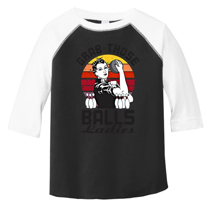 Grab Those Balls Ladies Bowling Retro Fun Bowling Cool Gift Toddler Fine Jersey T-Shirt
