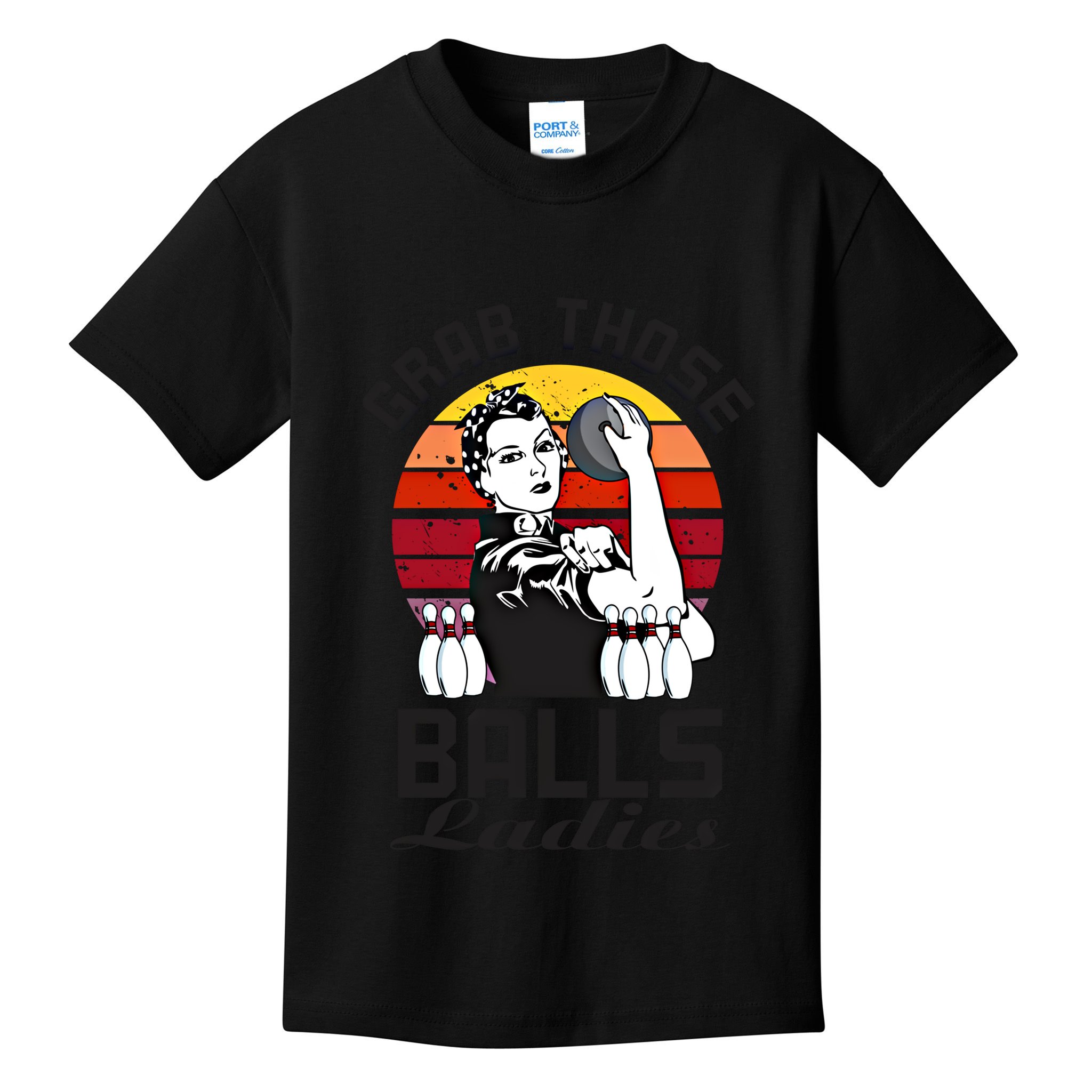 Grab Those Balls Ladies Bowling Retro Fun Bowling Cool Gift Kids T-Shirt