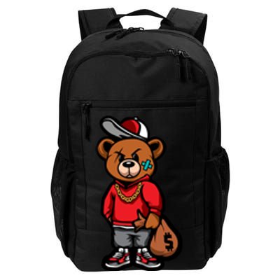 Gangster Teddy Bear Money Bags Good Chain Necklace Sneaker Daily Commute Backpack