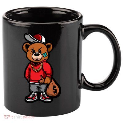 Gangster Teddy Bear Money Bags Good Chain Necklace Sneaker 11oz C Handle Ceramic Mug