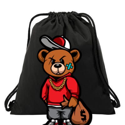 Gangster Teddy Bear Money Bags Good Chain Necklace Sneaker Drawstring Bag