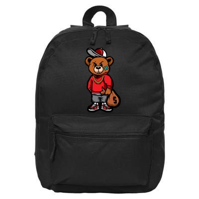 Gangster Teddy Bear Money Bags Good Chain Necklace Sneaker 16 in Basic Backpack