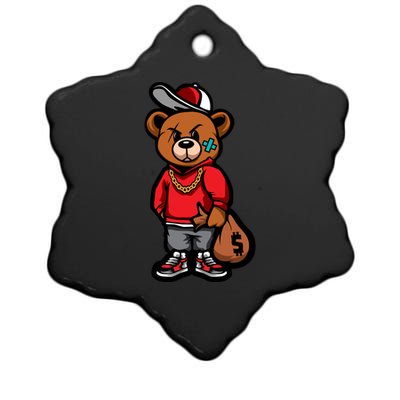 Gangster Teddy Bear Money Bags Good Chain Necklace Sneaker Ceramic Star Ornament