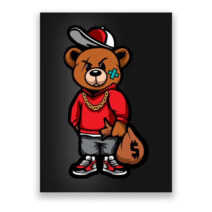 Gangster Teddy Bear Money Bags Good Chain Necklace Sneaker Poster