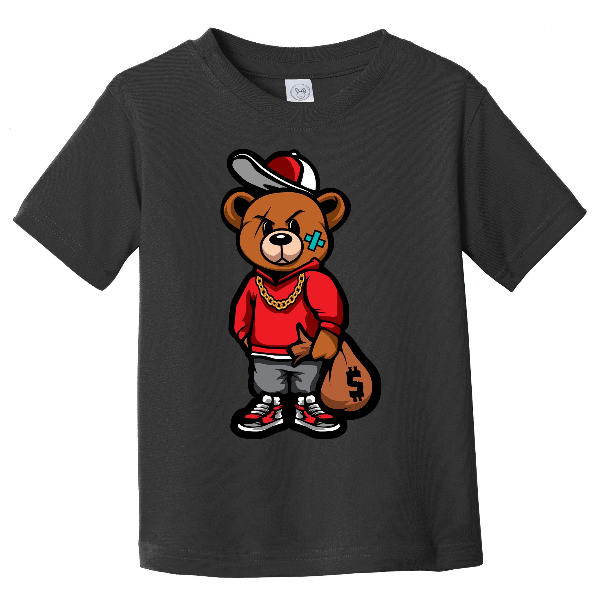 Gangster Teddy Bear Money Bags Good Chain Necklace Sneaker Toddler T-Shirt