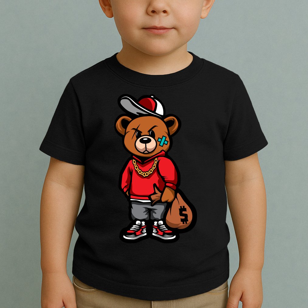 Gangster Teddy Bear Money Bags Good Chain Necklace Sneaker Toddler T-Shirt