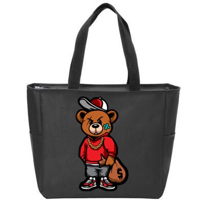 Gangster Teddy Bear Money Bags Good Chain Necklace Sneaker Zip Tote Bag