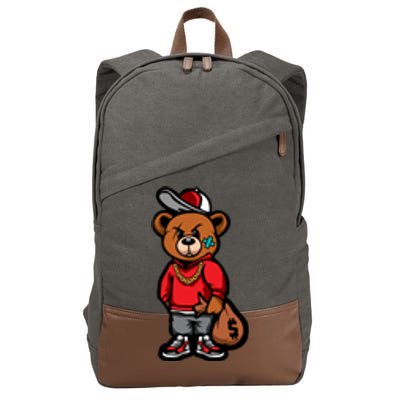 Gangster Teddy Bear Money Bags Good Chain Necklace Sneaker Cotton Canvas Backpack