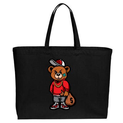 Gangster Teddy Bear Money Bags Good Chain Necklace Sneaker Cotton Canvas Jumbo Tote