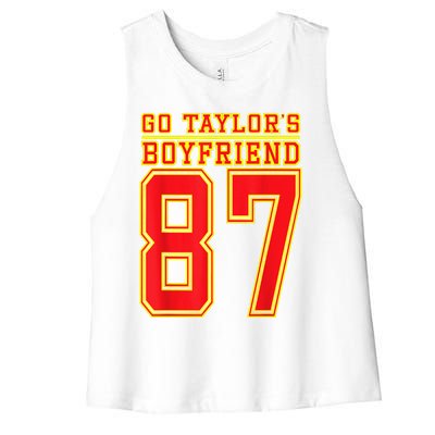 Go Taylor’S Boyfriend Best Funny Women's Racerback Cropped Tank