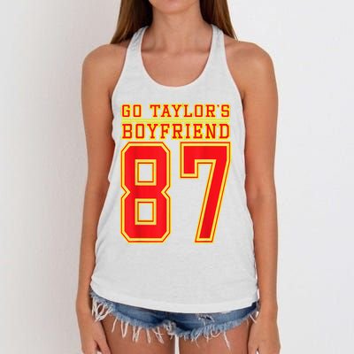 Go Taylor’S Boyfriend Best Funny Women's Knotted Racerback Tank