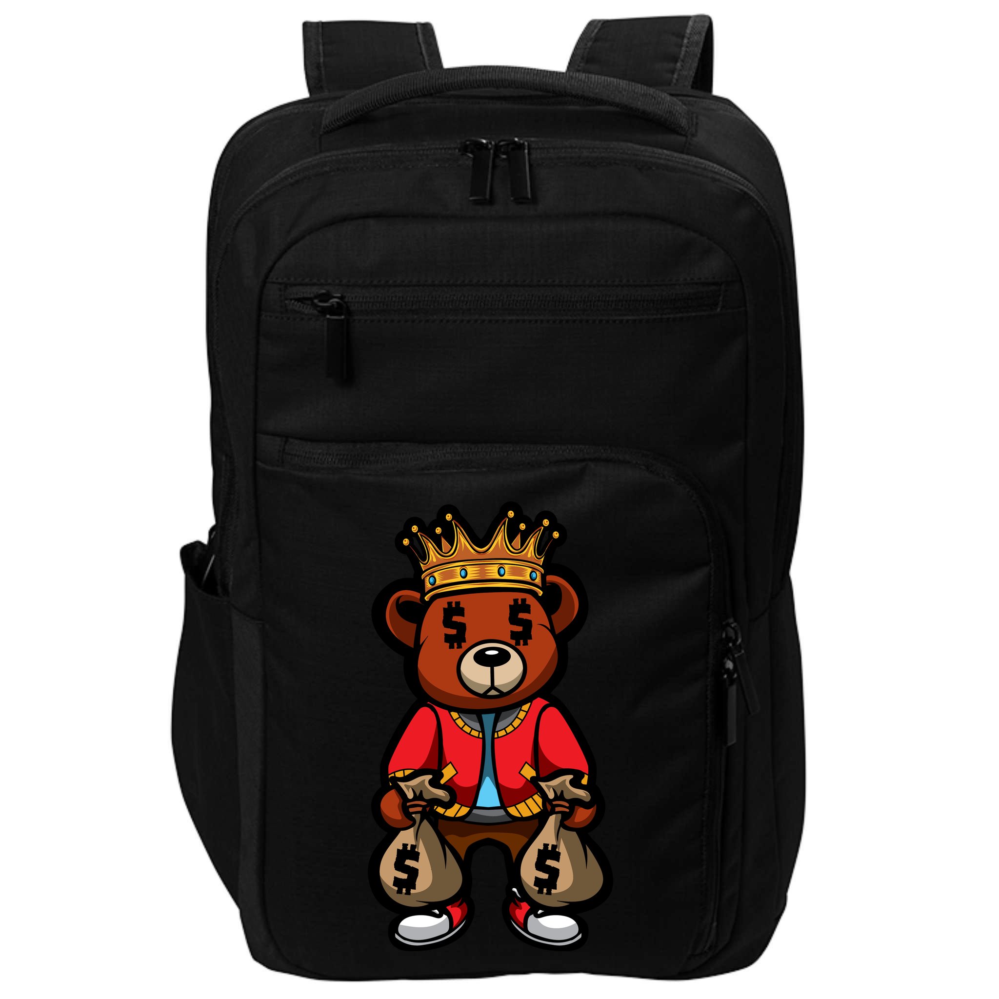 Gangster Teddy Bear King Money Bag Rich Savage Hip Hop Rap Rapper Cartoon Impact Tech Backpack