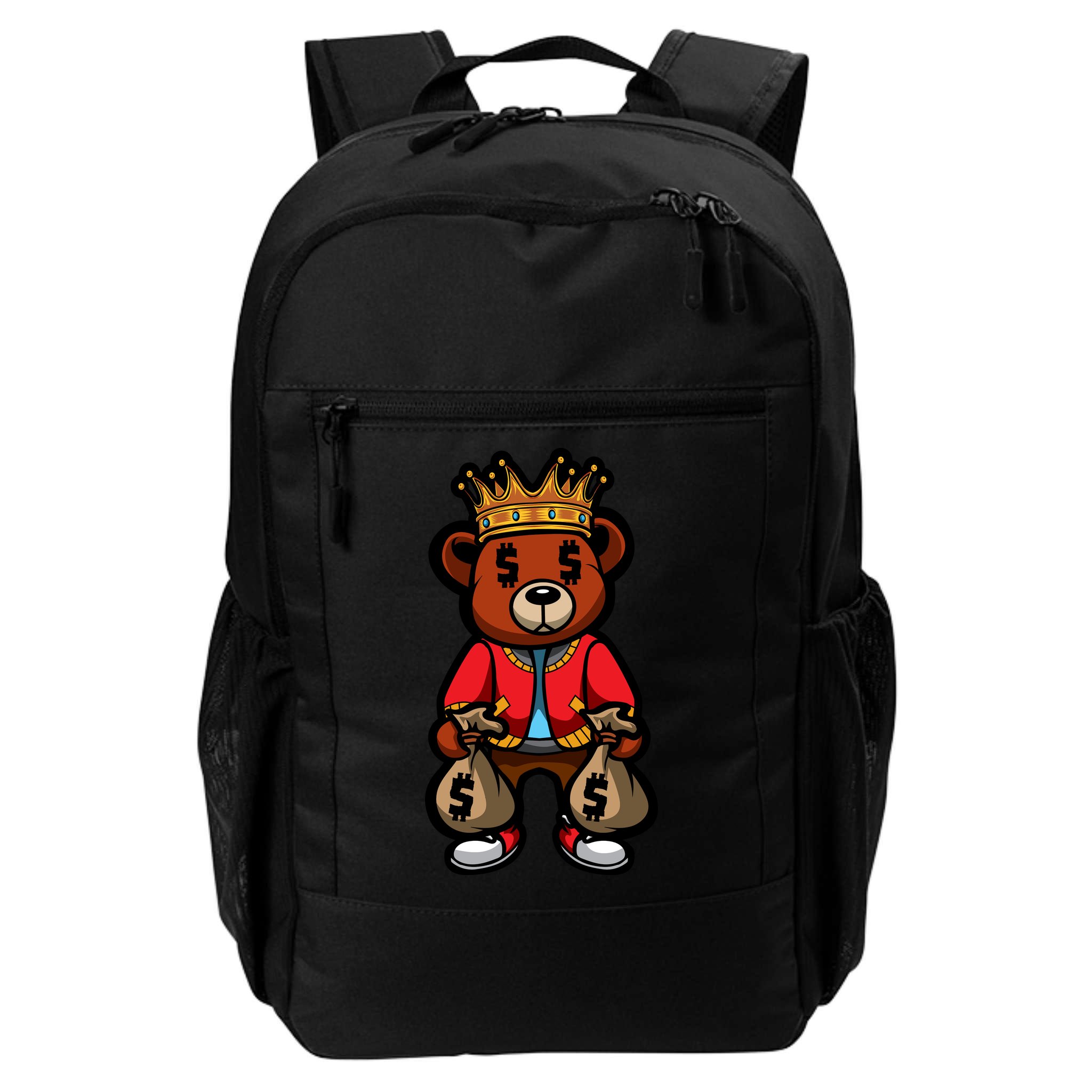 Gangster Teddy Bear King Money Bag Rich Savage Hip Hop Rap Rapper Cartoon Backpack